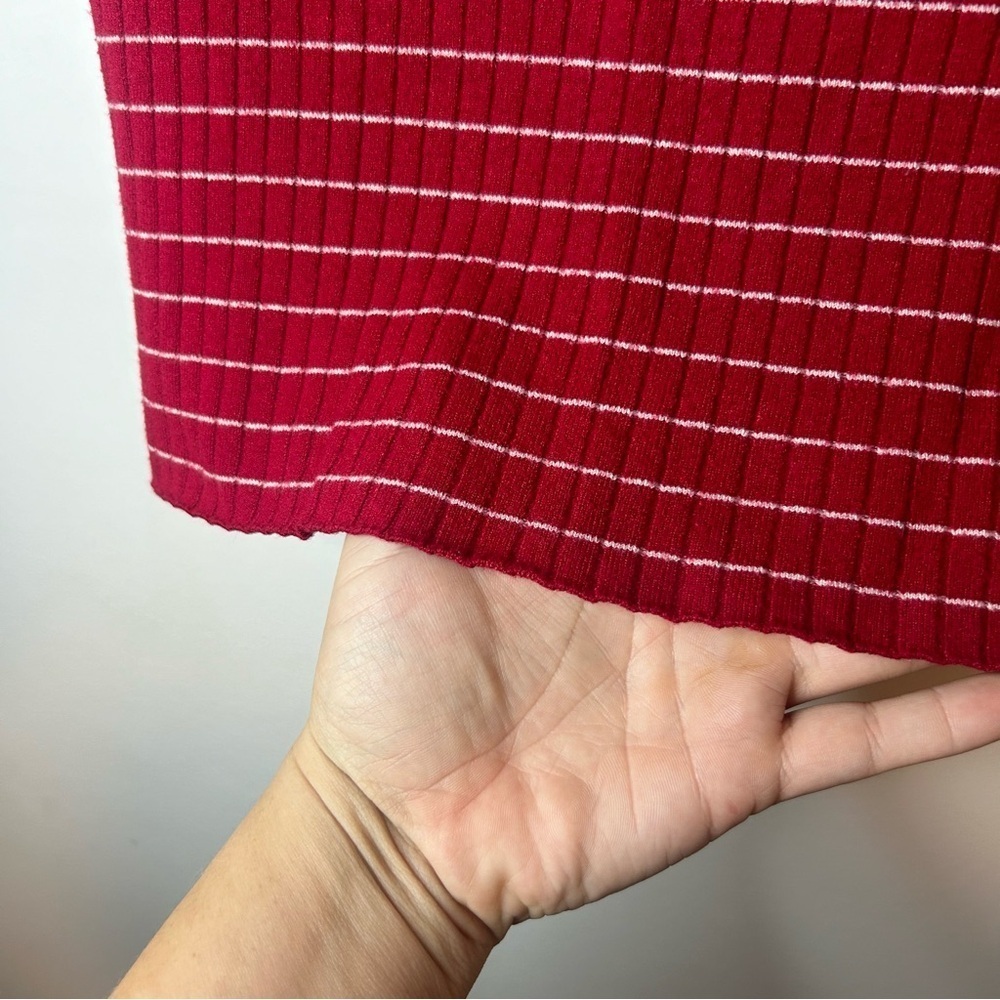 Red & White Striped Off Shoulder Crop Top Size S Summer Y2K - Picture 4 of 5